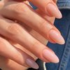 ANDGING Almond Press on Nails Pink Short Medium Fake Nails Glue on Nails with Glossy Design Women Oval False Nails with Glue Gel 24Pcs Acrylic Round Stick on Nail for Wedding Birthday DLK668A8