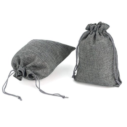 Tvoip 30Pack Burlap Bags with Drawstring Gift Bags Jewelry Pouch for Wedding Party and DIY Craft (Gray, 4 x 5.5 Inch)