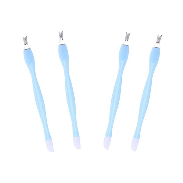 4 Pcs Cuticle Trimmer Pusher Remover, Rubber Tip Gentle on Nail Bed, Stainless Steel Cuticle Remover, Manicure Tool for Fingernails