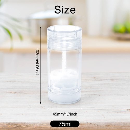 8 PCS 75ml/2.5oz Plastic Deodorant Containers Empty Refillable Deodorant Stick Bottles Round Clear Twist Up Bottom Filling Lip Balm Tubes for DIY Crayon Chapstick