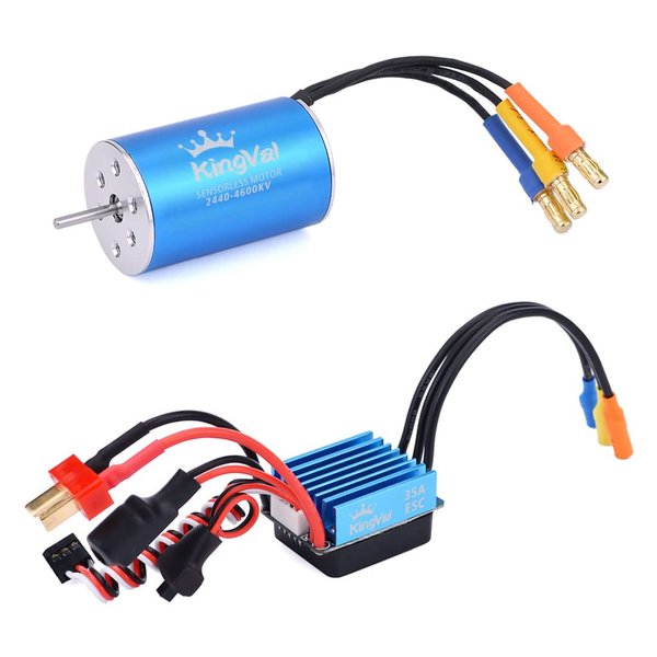 KingVal Replacement 2440 4600KV Sensorless Brushless Motor Shaft Diameter 2.3mm with 35A Brushless ESC Combo Compatible with 1/16 1/18 RC Car