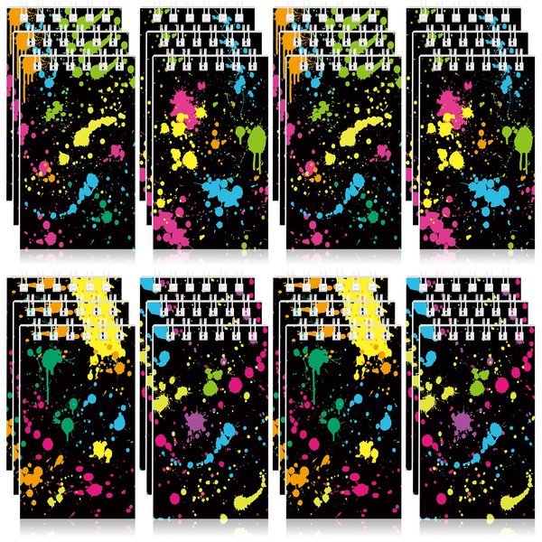 Faccito 24 Pieces Neon Party Favors Glow Party Mini Notebooks Neon Glow Small Spiral Notepads Neon Graffiti Party Supplies for Kids Birthday Goodie Bag Fillers School Classroom Rewards Supplies