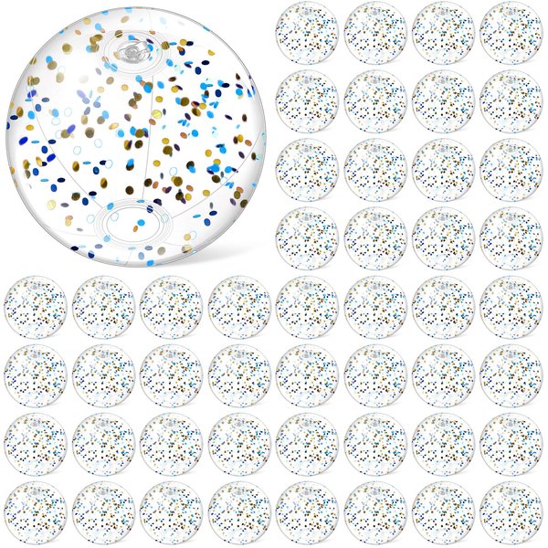 Hungdao 50pcs Silver Glitter Inflatable Beach Balls, 8in Mini PVC Balls for Pool Party Decorations, Sport, Bachelor Party, Graduation, Valentine's Day, Unisex