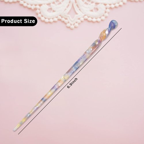 10 Packs Vintage Hair Forks Tortoise French Style Shell Cellulose Acetate Hair Pin Sticks Bun Hair Pins Clips for Women Girls Hairstyles