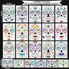 Partywind Day of the Dead Temporary Face Tattoos for Kids Adults, Make Up Tattoo Stickers for Halloween Day of the Dead Decorations Costume, Halloween Party Supplies Favors (21 Styles)