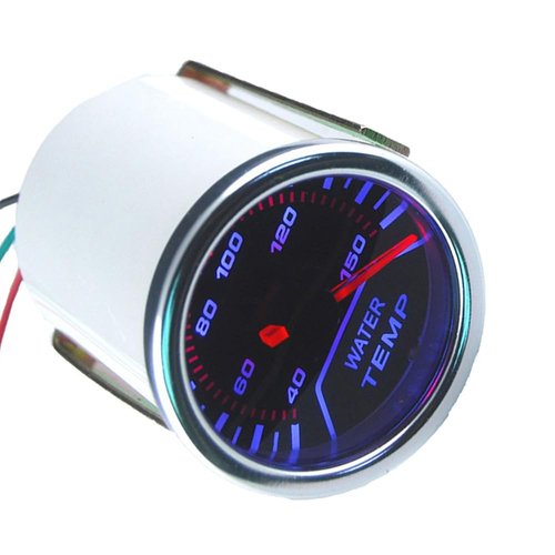 Unifizz Car Motor Universal Smoke Tint Len Water Temp Temperature Indicator Gauge Meter LED Super White Display 2" 52mm