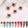 editTime Metal Alloy Nail Charms Rhinestones Kit 3D Gold Silver Stars Butterfly Heart Rose Flower Nail Gems Shiny Crystal Rhinestones Diamonds Jewelry (red-30)