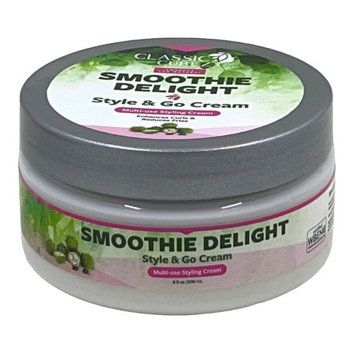 Classic Curlz Smoothie Delight Style and Go Cream for Curly Hair, Anti -Frizz, Medium Hold Styling Cream for Type 4 Hair, 8 ounces