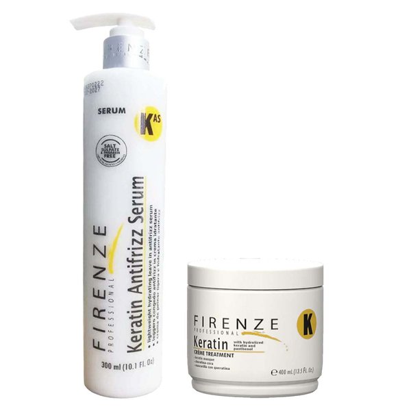 Firenze Professional Keratin Antifrizz Bundle - Keratin Antifrizz Leave-in Serum and Keratin Mask Treatment Pack with Free Red Gift Bag, 3.37 Fl Oz (Pack of 3)