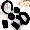 AOPRIE SPA Headbands for Washing Face Makeup Headbands with Bow Hair Band Women Facial Head Band Wrist Towel Wraps For Shower Face Mask Black, 6 Pack