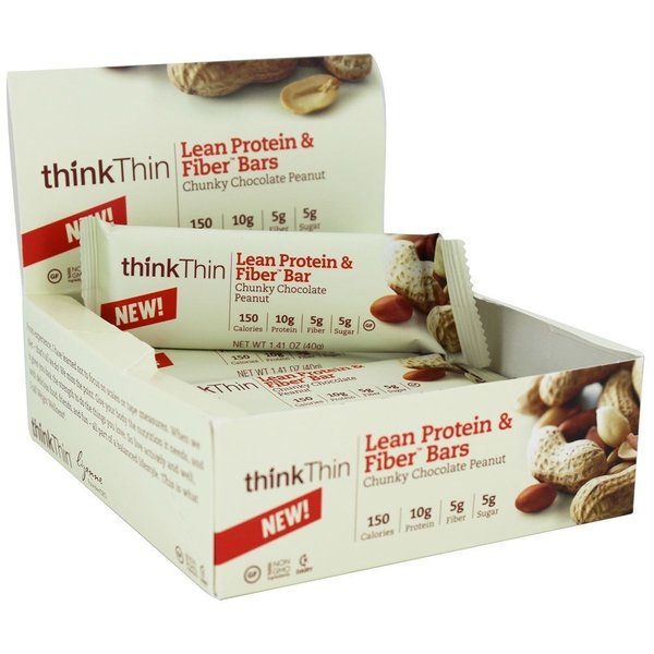 Think Thin Chunky Chocolate Peanut Protein Bar, 1.41 Oz, Case Of 10