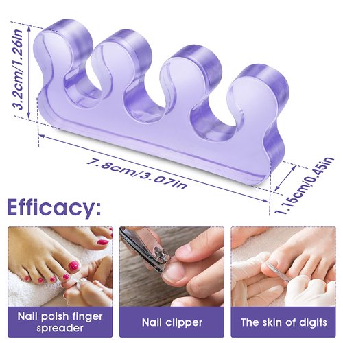 Molain 4Pcs Toe Separators Pedicure,Pedicure Toe Separators,Repeatable Washable Toenail Dividers,Toe Separators for Nail Polish Application