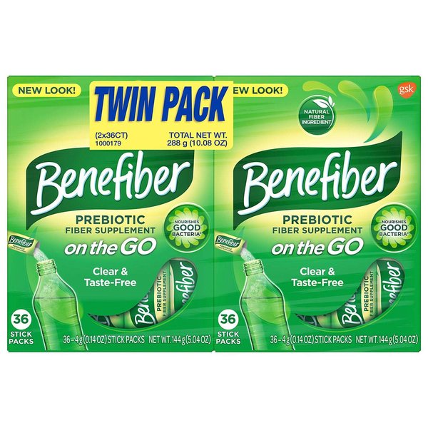 Benefiber On The Go Fiber Supplement Stick Twin Pack (72 ct.)