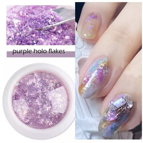 4 Boxes Opal Chrome Nail Art Powder Holographic Glitter Nails Flakes Irregular Shiny Mermaid Sequins Pink Purple Manicure Paillettes Nail Art Decorations