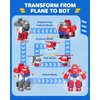 Super Wings Jett 7" Tall Superwings Jett Robot Suit and 2” Scale Transforming Jett Mini Figure , Transforming Robot & Transforming Fire Truck Toy Vehicle Playset, Gifts for Boys Girls Kids Child