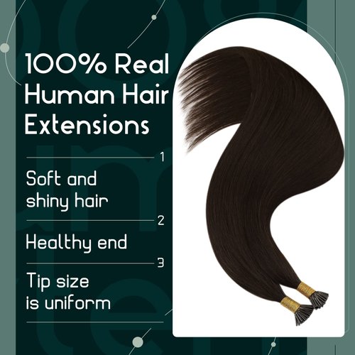 Ugeat I Tip Extensions Human Hair Dark Brown Hair Extensions Real Human Hair I Tip Chocolate Brown Itip Hair Extensions Pre Bonded Itip Remy Hair Extensions Brown Hair For Women 16 Inch 50s