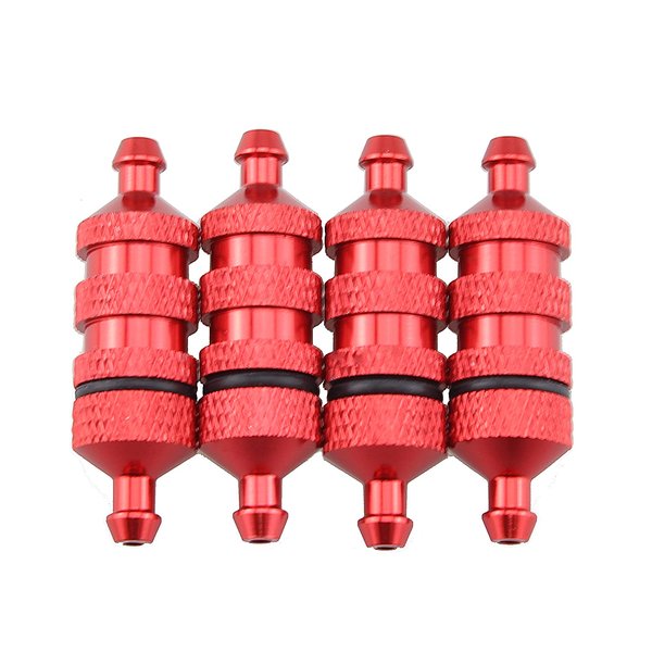 Maxmoral 4PCS RC Aluminum Nitro Fuel Filter Aluminum Nitro Fuel Filter Compatible with HSP Traxxas 1/8 1/10 Nitro Car Buggy Truck, Red