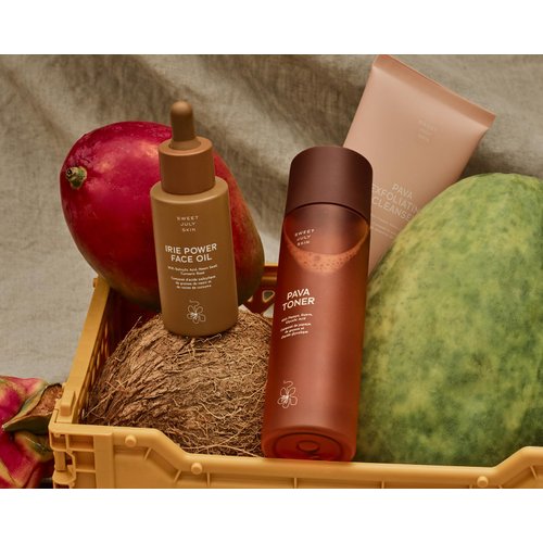 SWEET JULY SKIN The Essentials Set - 3 PC Full Size Cleanser, Toner, Facial Oil to Achieve Balanced, Glowing and Hydrated Skin