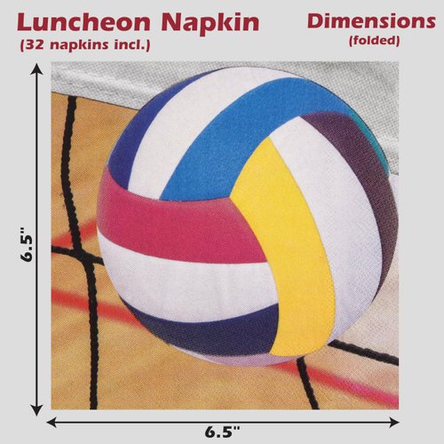 Havercamp Volleyball Napkins 32 Pack, 6.5 in Square, Eco-Friendly Paper, Ideal Volleyball Table Decorations for Senior Night, Parties