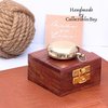 Antique Retro Compass Functional Marine Compass with Brown Wooden Box, 2 inches Shiny Brass Finish