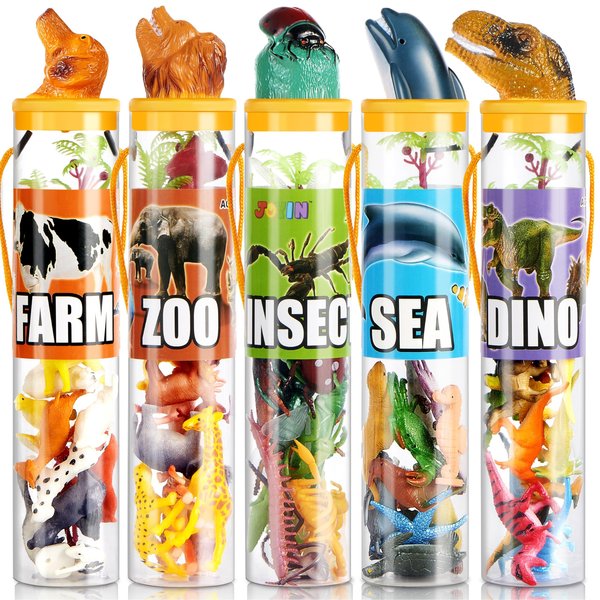 JOYIN 69Pcs Small Animal Figures, Assorted Mini Plastic Animal Toy (Ocean, Zoo, Farm, Dinosaur, Insect), Realistic Tiny Little Animals for Sensory Bin, Christmas Birthday Gifts, Toddler 3+, Kid 3-5