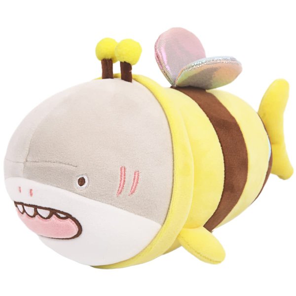 ARELUX 14in Bee Plush Pillow Stuffed Animal,Fuzzy Yellow Honeybee Shark Plushie Doll Pillow,Stuffed Shark Pillow,Soft Anime Bee Pillow Toy Friends Family Member