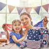 Whaline 36 Pack Patriotic Treat Bags with Tag Stickers American Flag USA Party Favor Bags Patriotic Candy Bags Red Blue Kraft Paper Gift Bags for Independence Day Party Supplies Gift Wrap