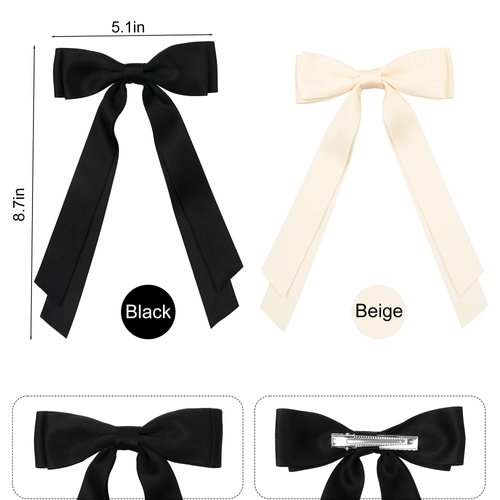 Hair Ribbon Bow Clips for Women Girls-4PCS Tassel Ribbon Bowknot With Long Tail,Silky Satin Hair Bows Hair Clips,Bowknot Aesthetic Hair Accessories For Toddlers Teens Kids