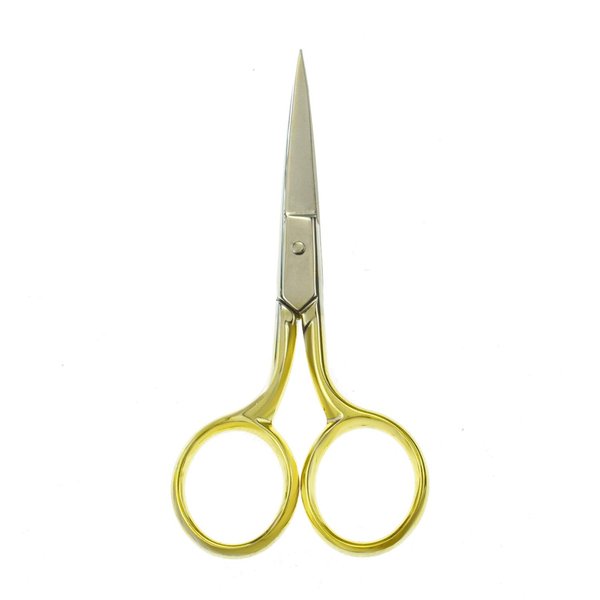 Motanar Professional Grooming Scissors for Personal Care Facial Hair Removal and Ear Nose Eyebrow Trimming Stainless Steel Fine Straight Curved Tip Scissors 3.5” Golden (Straight Point)
