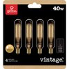 Globe Electric 80151 40W Vintage Edison Mini Tube Clear Glass Dimmable Incandescent Light Bulb 4-Pack, E12 Base, 210 Lumens, Edison Bulbs, Vintage Light Bulbs, E12 Light Bulb, Home Improvement