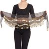 XHBTS Multi-Row Gold Coins Belly Dance Wrap & Hip Scarf, Simple Classical Style -Black 128 Gold Coins Dance Skirt and Face Tattoo Sticker Metallic Temporary Transfer Tattoo