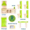 Wooden Dollhouse Furniture|Made of Safe Wood and Bright Water-Based Paint|Compatible with Most Doll Houses|Eat-in Kitchen