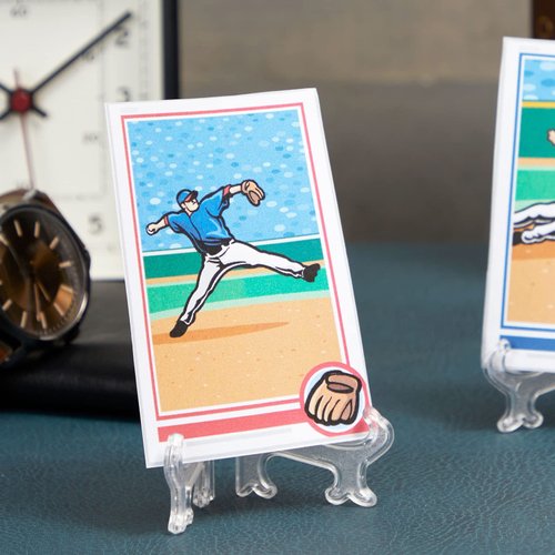 Juvale 24 Pack 3-inch Mini Easel Display Stand for Sports Trading and Baseball Cards - Small Acrylic Holder for Pictures