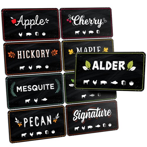 Pellet Hopper Magnet Labels - Flavor Tags for Smoker Wood Pellets - Magnets for Smoking and Grilling - Essential BBQ Smoker Accessories - Set of 9 Magnetic Pellets Markers for Pellet Grills