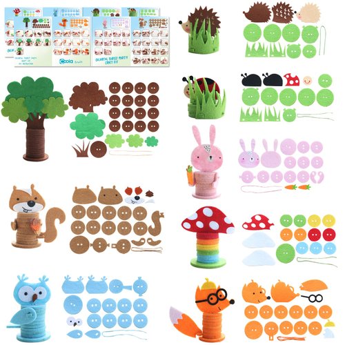 Coola Crafts for Kid Ages 4-8, 8PC Toddler Crafts, Animal Craft Kit Including Fox/Ladybug/Hedgehog/Rabbit/Tree/Squirrel/Owl/Mushroom,Art & Craft kit for Kids Ages 3,4,5,6,7,8,9,10,11,12