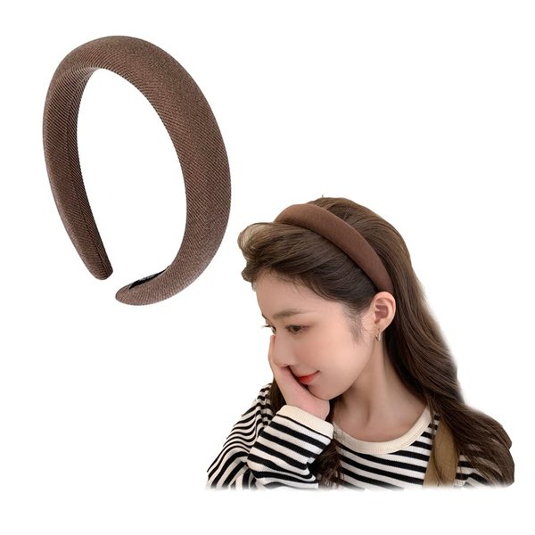 ZAHSY Wide Thick Headbands for Women Sponge Puffy Headband for Washing Face Cloth Headbands Brown Headband Hairband for Girls Hair Accessories Padded Headbands for Women
