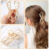 2 Pcs Metal Hair Claw Clips, 4.5 Inch Bow Hair Claw Clip Cute Claw Hair Clips Bowknot Hair Jaw Clip Styling Hair Accessories Barrettes Strong Hold Claw Clips for Thick Thin Hair - Gold, Silver