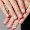 GLAMERMAID Press on Nails Short Squoval,Hot Pink French Tips False Nails with Design,24 Pcs Extra Short Glue on Nails UV Glossy Reusable Acrylic Stick on Nails for Women Girls Gift