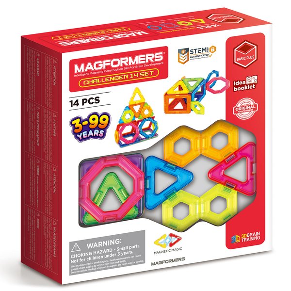 Magformers Challenger 14-Piece Set | Magnetic Tiles Building Blocks, Educational Kit, STEM Toy Set | Magnetic Building Tiles for Kids to Develop Problem-Solving Abilities and Shape Recognition