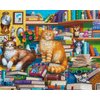 Springbok's Bookshop Cats 1000 Piece Puzzle for Adults Featuring Furry Felines Perched on The Bookshelf. Cat Lovers Will Enjoy This Masterpiece.