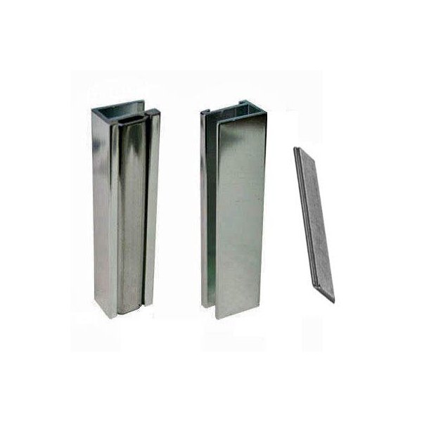 Brushed Nickel Shower Door U-Channel with Metal Strike and Magnet - Set