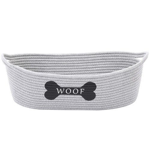 Morezi Dog toy baskets pet toy basket storage in small shallow stuff bin - Perfect for collect puppy toys, cat toy, grooming stuff, diapers, bed, for Bathroom, Playroom, Closet, Home - Grey
