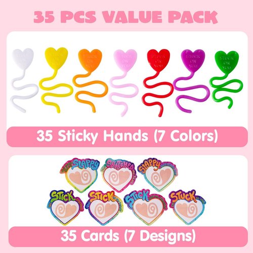 JOYIN 35 Packs Valentine's Day Sticky Heart Toys, Classroom Exchange Gift for Kids, Classroom and Holiday Reward Prizes, Valentine’s Party Favors, Bring fun to children, Party Favors