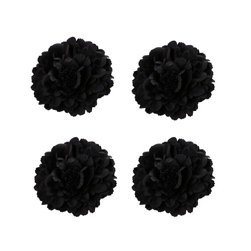Koolgil Women's 4Pcs Bohemia Peony Flowers Hairpin Hair Clip Flower Brooch for Travel Party Festivals (Black)
