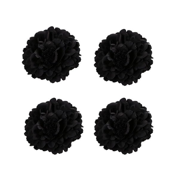 Koolgil Women's 4Pcs Bohemia Peony Flowers Hairpin Hair Clip Flower Brooch for Travel Party Festivals (Black)