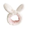 Hofar Cute Bear Face Wash Headband Hairband with Bear Ears Coral Fleece Cartoon Cute Creative Hair Accessories (Rabbit-White)