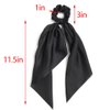 3PCS Hair Scarf Scruncheis for Women Knotted Bow Hair Ties Elastic Bands Satin Hair Ribbon Scrunchy Red Ponytail Holder for Women and Girls (Black White Gray)