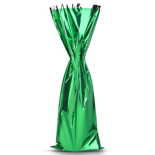 MT Products Metallic Mylar Wine Green Gift Bags for Bottles Sparkle Look - Great for a Wine Pull - (25 Pieces) (Ribbon and Rope Not Included)