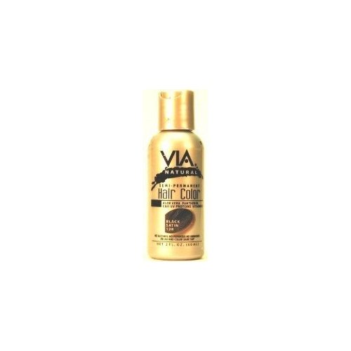 Via Natural Semi-Perm 2 oz. Color # 128 Black Satin (3-Pack) with Free Nail File