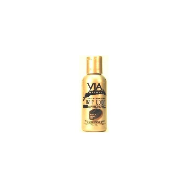 Via Natural Semi-Perm 2 oz. Color # 128 Black Satin (3-Pack) with Free Nail File